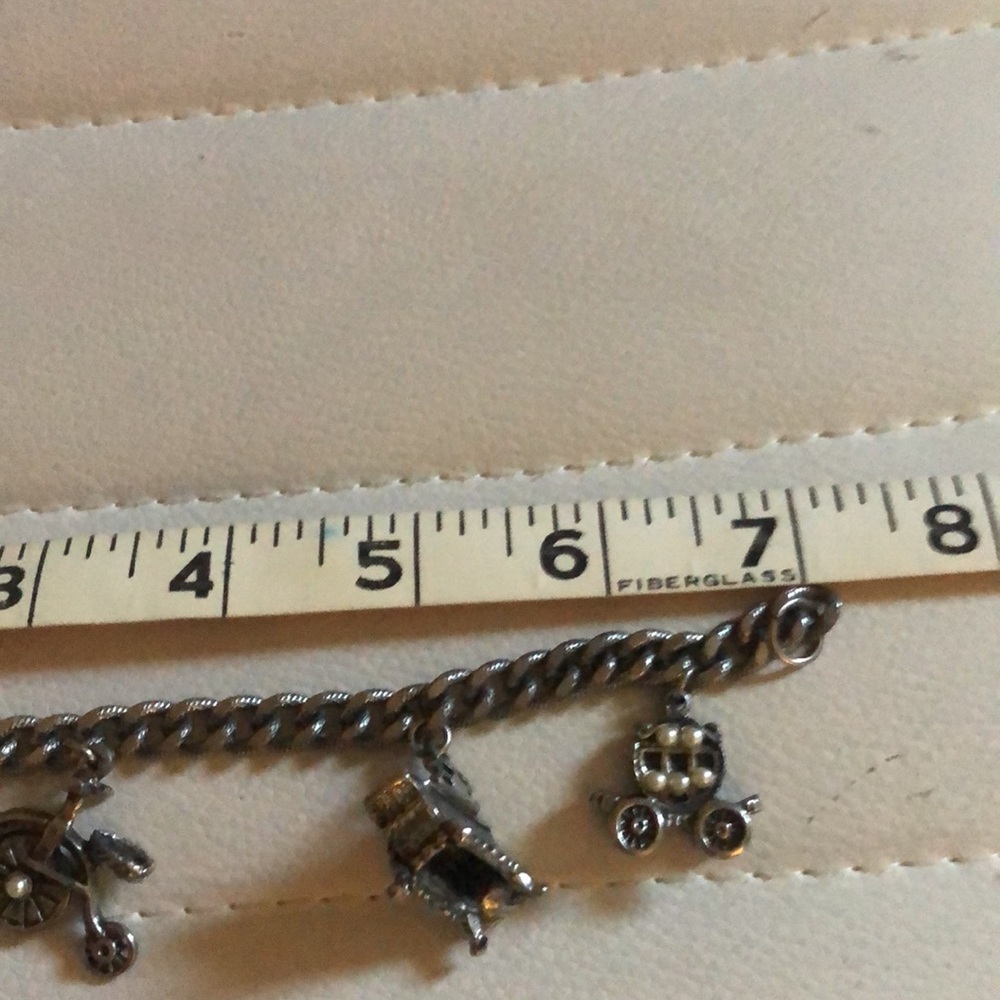 Vintage Silver Charm Bracelet with Turquoise Accents - Picture 8 of 9